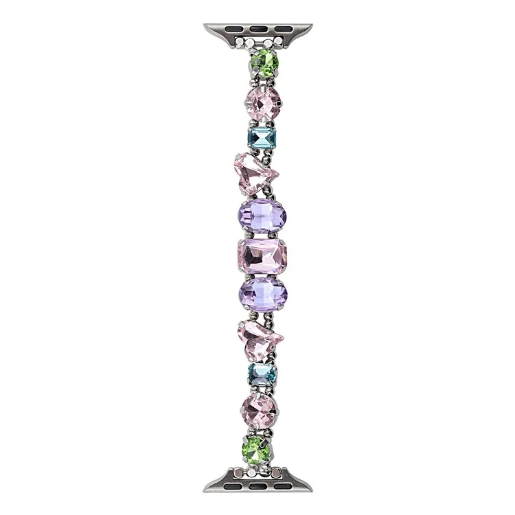 Watch Bracelet For Apple Watch Series 7 8 9 41mm / 6 5 4 SE (2022) SE (2023) SE 40mm / 3 2 1 38mm Glass Diamond Decor Watch Strap - 4-Color / Elastic