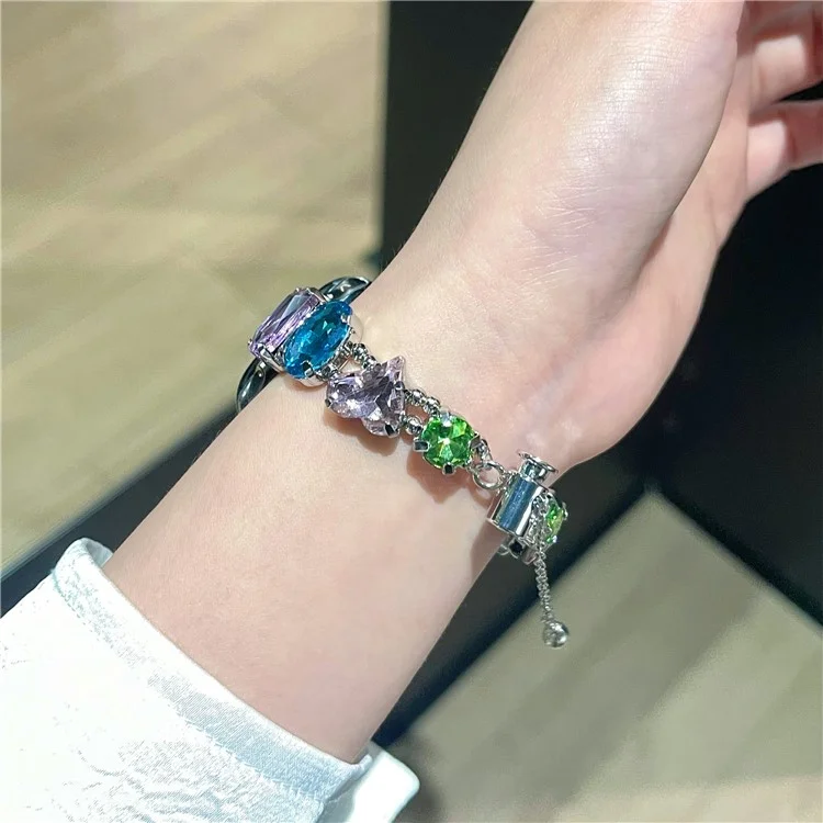 Watch Bracelet For Apple Watch Series 7 8 9 41mm / 6 5 4 SE (2022) SE (2023) SE 40mm / 3 2 1 38mm Glass Diamond Decor Watch Strap - 4-Color / Elastic