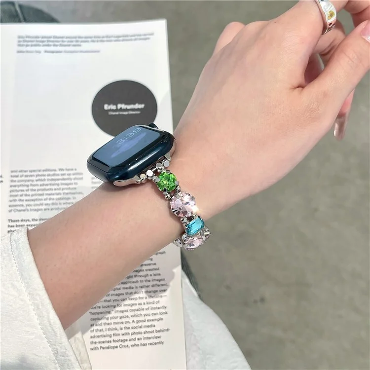 For Apple Watch 10 46mm / Ultra 2 / Ultra 49mm / 9 8 7 45mm / SE (2023) SE (2022) SE 6 5 4 44mm / 3 2 1 42mm Glass Watch Band  - 4-Color / Elastic