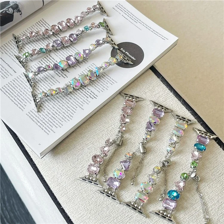 For Apple Watch 10 46mm / Ultra 2 / Ultra 49mm / 9 8 7 45mm / SE (2023) SE (2022) SE 6 5 4 44mm / 3 2 1 42mm Glass Watch Band  - 4-Color / Elastic