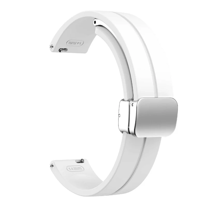 For Garmin Lily 2 Silicone Band Watch Strap with Magnetic Folding Buckle - White with Silver Buckle