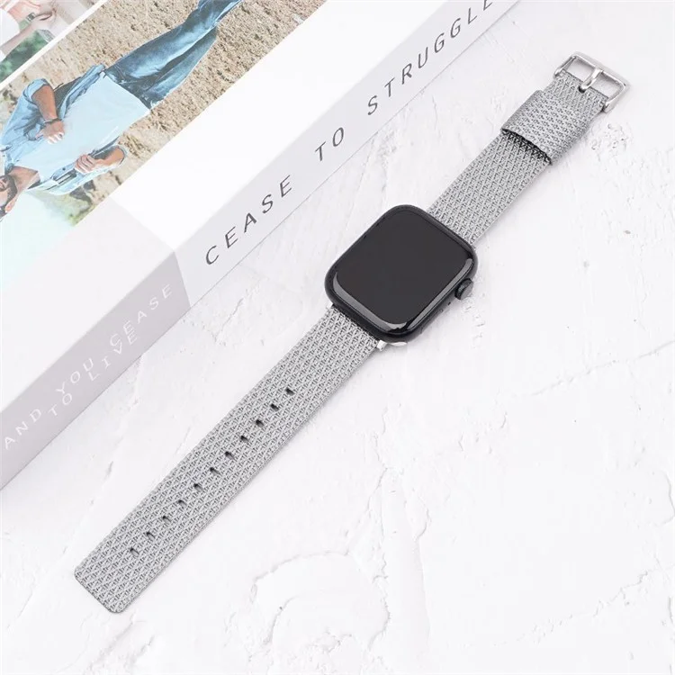 Grids Texture Nylon Strap for Apple Watch 10 46mm / Ultra 2 / Ultra 49mm / 9 8 7 45mm / SE (2023) SE (2022) SE 6 5 4 44mm / 3 2 1 42mm Wrist Band - Grey