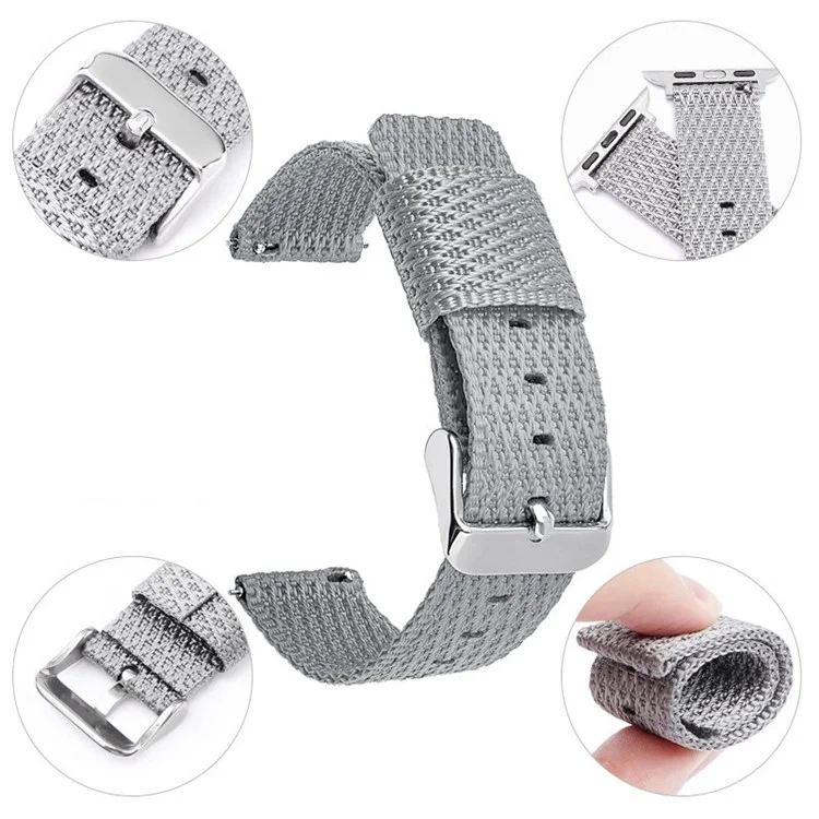 Grids Texture Nylon Strap for Apple Watch 10 46mm / Ultra 2 / Ultra 49mm / 9 8 7 45mm / SE (2023) SE (2022) SE 6 5 4 44mm / 3 2 1 42mm Wrist Band - Grey