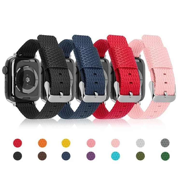 Grids Texture Nylon Strap for Apple Watch 10 46mm / Ultra 2 / Ultra 49mm / 9 8 7 45mm / SE (2023) SE (2022) SE 6 5 4 44mm / 3 2 1 42mm Wrist Band - Grey