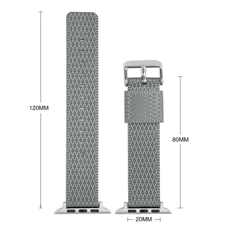 Grids Texture Nylon Strap for Apple Watch 10 46mm / Ultra 2 / Ultra 49mm / 9 8 7 45mm / SE (2023) SE (2022) SE 6 5 4 44mm / 3 2 1 42mm Wrist Band - Grey