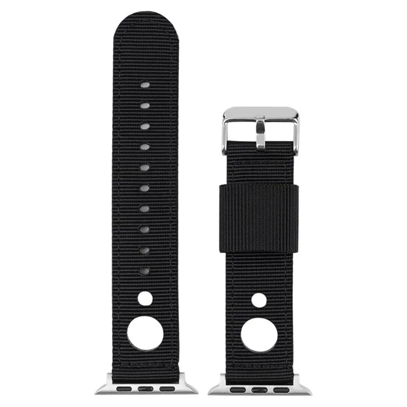 For Apple Watch Ultra 3 2 1 49mm / Series 11 10 46mm / 9 8 7 45mm / SE3 SE2 SE 6 5 4 44mm / 3 2 1 42mm Waterproof Nylon Watch Band - Black