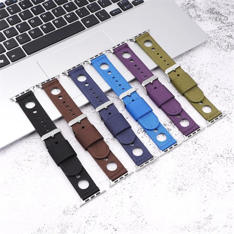 For Apple Watch Ultra 3 2 1 49mm / Series 11 10 46mm / 9 8 7 45mm / SE3 SE2 SE 6 5 4 44mm / 3 2 1 42mm Waterproof Nylon Watch Band - Black