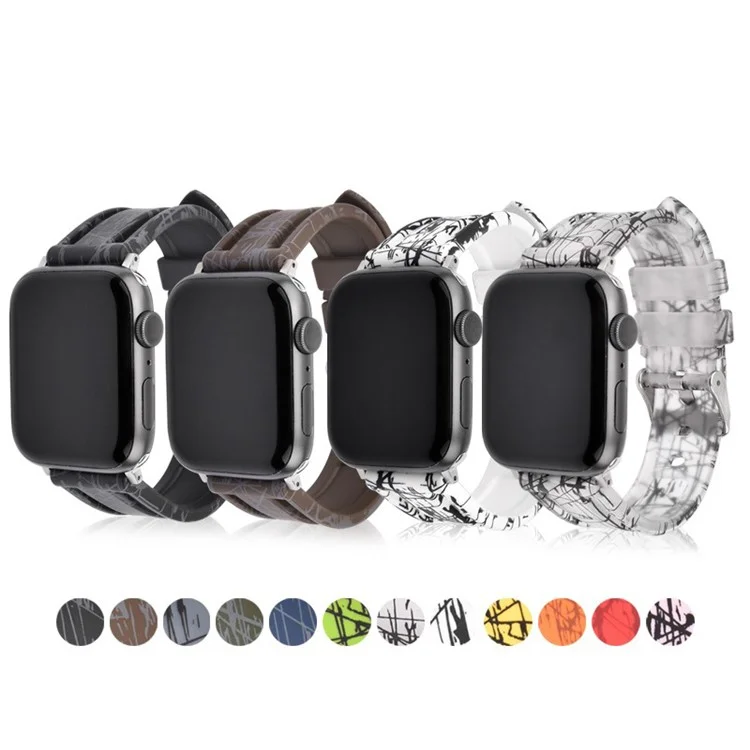 For Apple Watch 10 46mm / Ultra 2 / Ultra 49mm / 9 8 7 45mm / SE (2023) SE (2022) SE 6 5 4 44mm / 3 2 1 42mm Rubber Watch Band, Silver Buckle - Black
