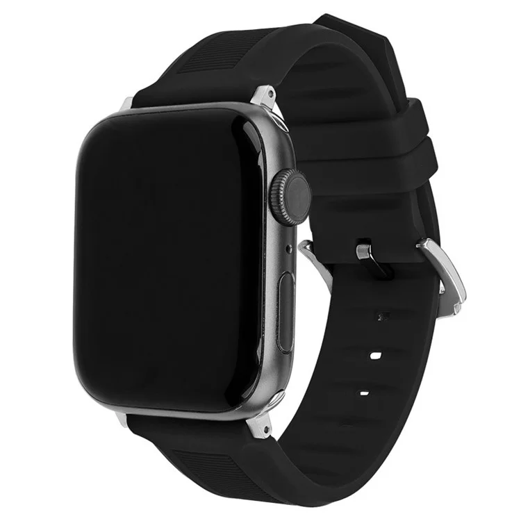 Per Apple Watch 10 46mm / Ultra 2 / Ultra 49mm / 9 8 7 45mm / SE (2023) SE (2022) SE 6 5 4 44mm / 3 2 1 42mm Cinturino per orologio Cinghia in silicone - Nero