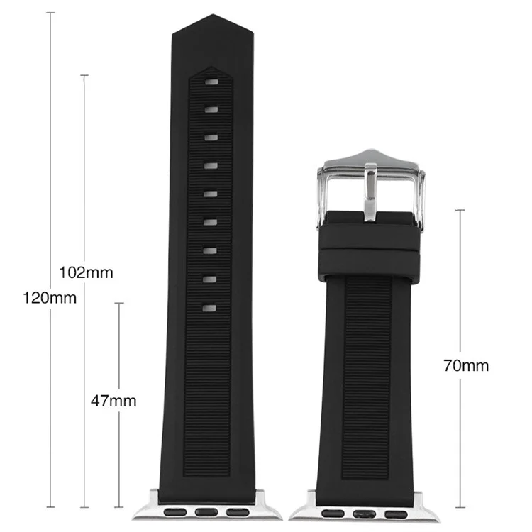 Per Apple Watch 10 46mm / Ultra 2 / Ultra 49mm / 9 8 7 45mm / SE (2023) SE (2022) SE 6 5 4 44mm / 3 2 1 42mm Cinturino per orologio Cinghia in silicone - Nero