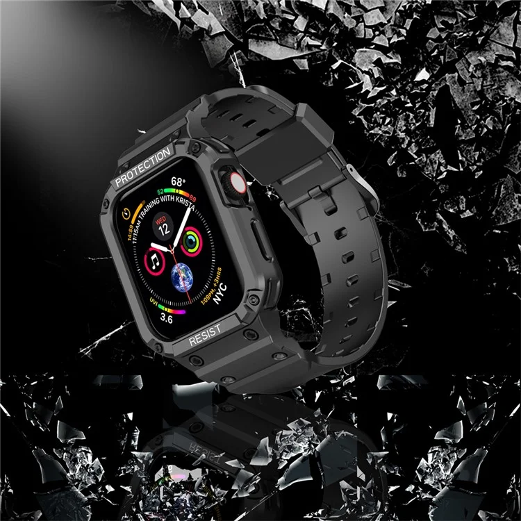 For Apple Watch Series 9 / 8 / 7 41mm / SE (2023) / SE (2022) / SE 6 5 4 40mm Watch Band Replacement TPU Strap with Case Cover - Black