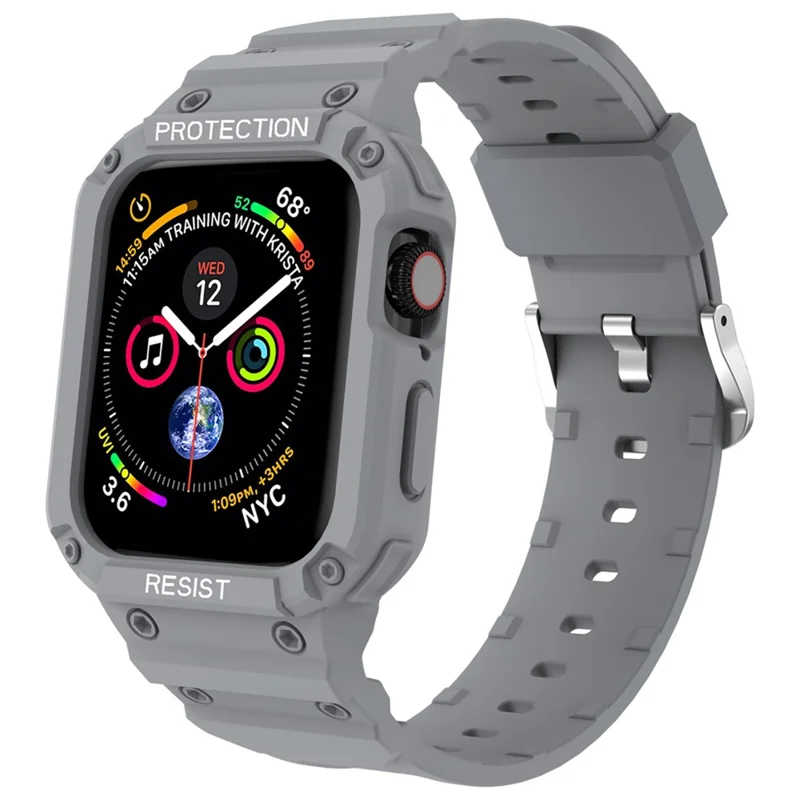 Для Apple Watch Series 9 / 8 / 7 41 мм / SE (2023) / SE (2022) / SE 6 5 4 40 мм Ремешок для часов Замена TPU Strap с чехлом - светло-серый