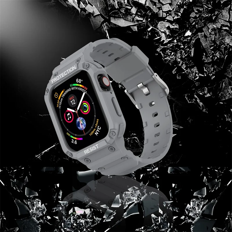 Для Apple Watch Series 9 / 8 / 7 41 мм / SE (2023) / SE (2022) / SE 6 5 4 40 мм Ремешок для часов Замена TPU Strap с чехлом - светло-серый