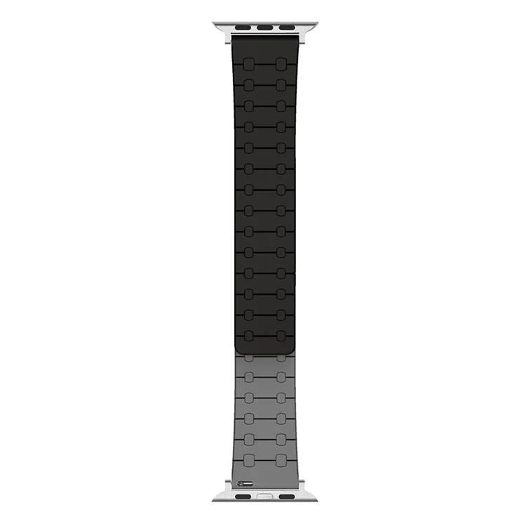 Para Apple Watch 10 46mm / Ultra 2 / Ultra 49mm / 9 8 7 45mm / SE (2023) SE (2022) SE 6 5 4 44mm / 3 2 1 42mm Silicone Magnetic Band Strap - Preto / Cinza