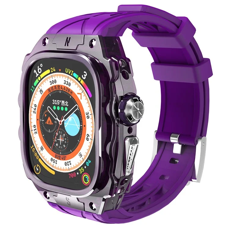For Apple Watch Ultra 49mm / Ultra 2 49mm Watch Band Silicone Strap + Integrated Watch Case - Purple