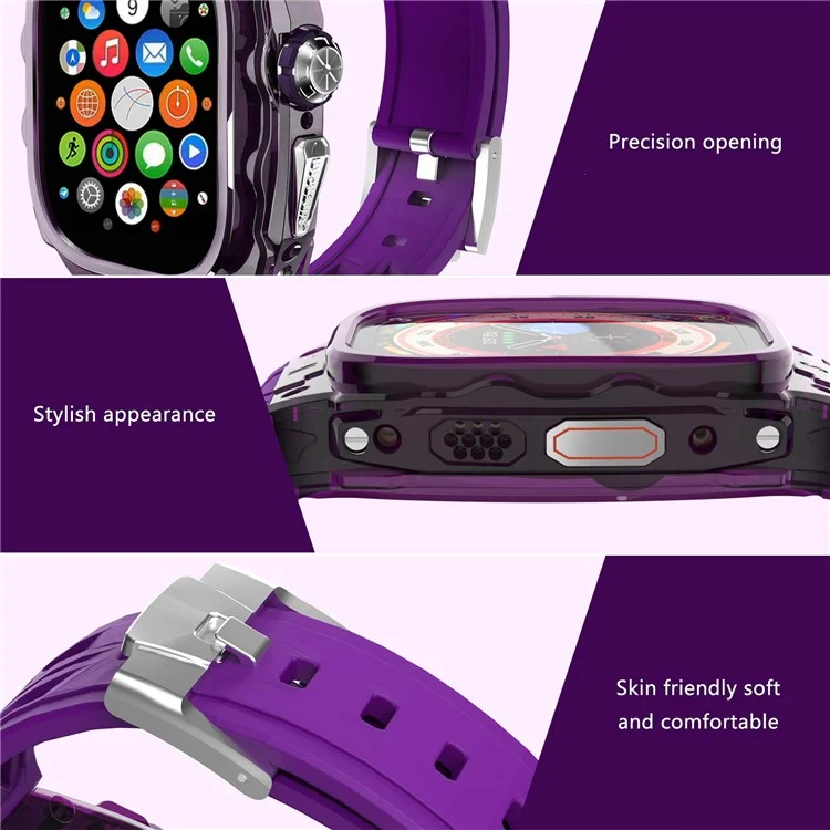 For Apple Watch Ultra 49mm / Ultra 2 49mm Watch Band Silicone Strap + Integrated Watch Case - Purple