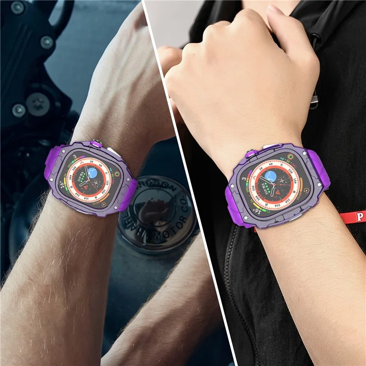For Apple Watch Ultra 49mm / Ultra 2 49mm Watch Band Silicone Strap + Integrated Watch Case - Purple