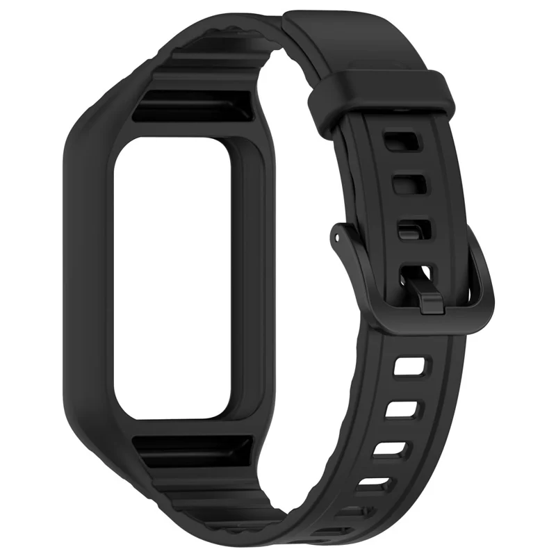 For Honor Band 9 Replacement Watch Band Silicone Strap with Protective Case - Black