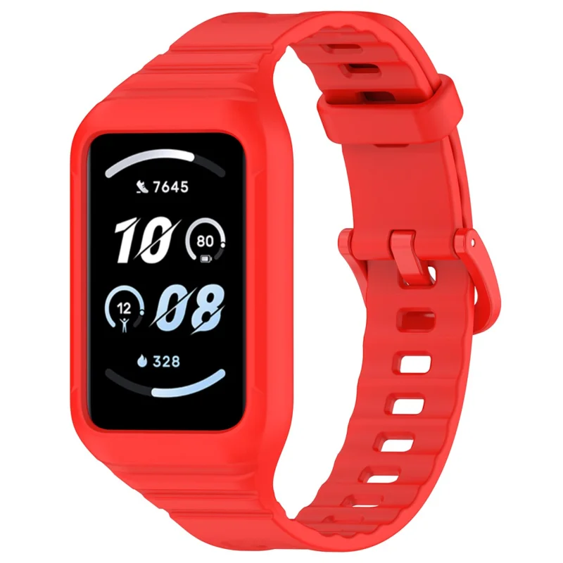 Banda de Relógio de Reposição For Honor Band 9 Pulseira de Silicone com Caixa Protetora - Vermelho
