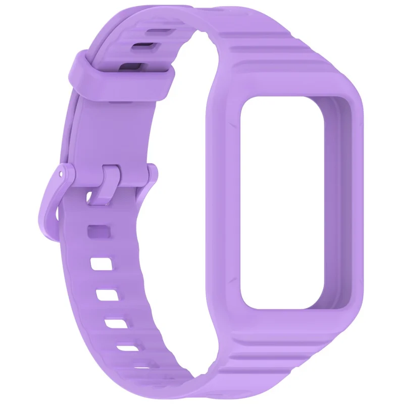 For Honor Band 9 Replacement Watch Band Silicone Strap with Protective Case - Purple
