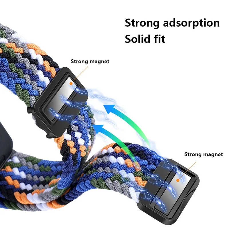 For Huawei Band 8 / Band 8 NFC / Band 9 / Band 9 NFC Wrist Band Magnetic Buckle Nylon Braided Smartwatch Strap - Red+Black