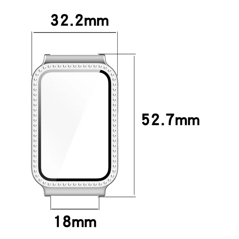 For Samsung Galaxy Fit3 Magnetic Watch Strap Frame Case Tempered Glass Screen Film - White Transparent