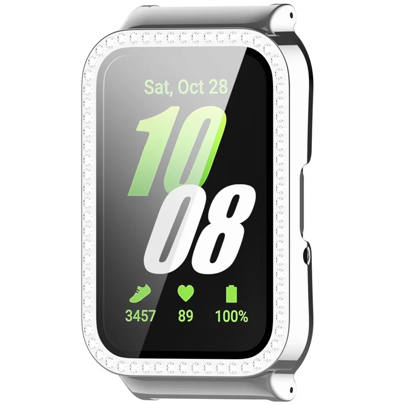 For Samsung Galaxy Fit3 Magnetic Watch Strap Frame Case Tempered Glass Screen Film - Black Silver