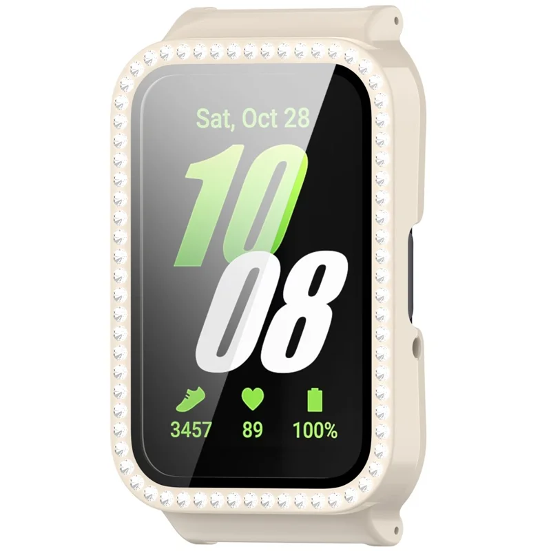 For Samsung Galaxy Fit3 Magnetic Watch Strap Frame Case Tempered Glass Screen Film - Red Retro White