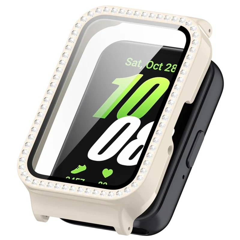 For Samsung Galaxy Fit3 Magnetic Watch Strap Frame Case Tempered Glass Screen Film - Red Retro White