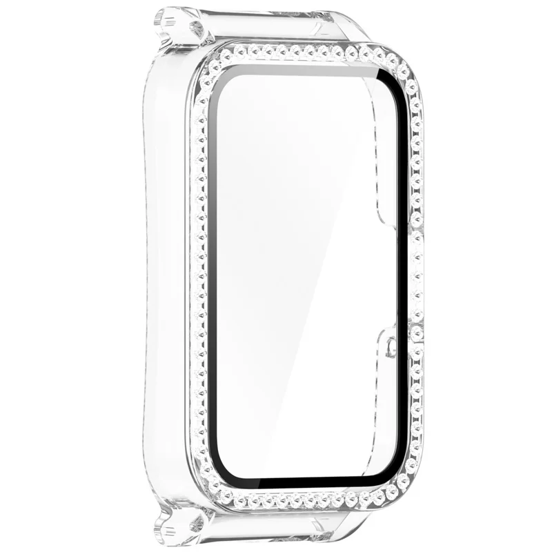 Per Samsung Galaxy Fit3 Cinturino di Orologio Magnetico Telaio Custodia Pellicola Protettiva in Vetro Temperato - Rosso Trasparente