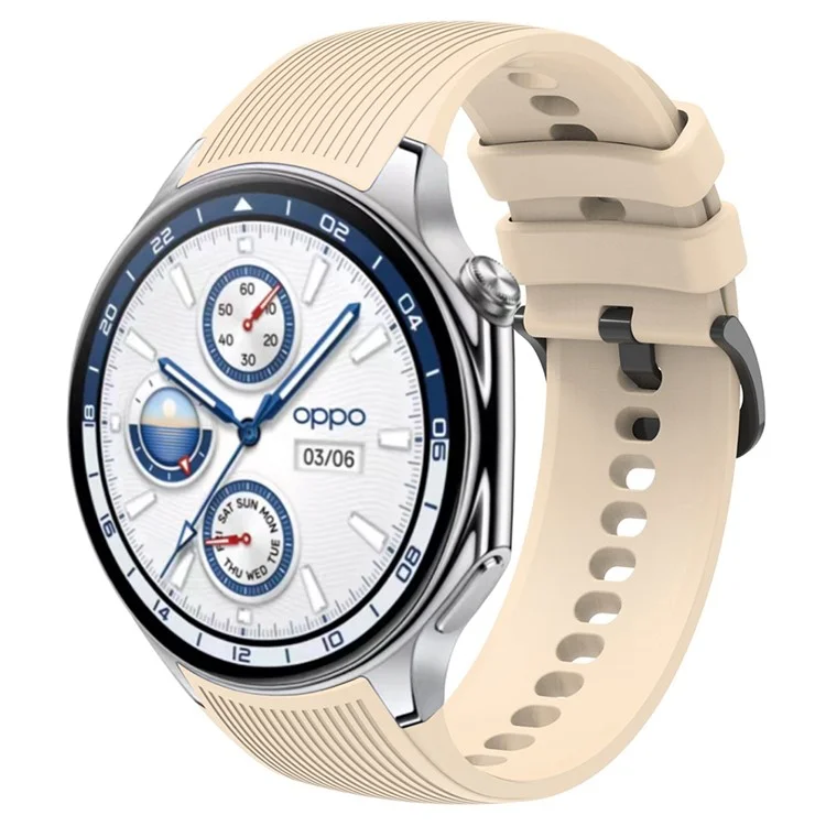 For Oppo Watch X / Watch X2 / OnePlus Watch 3 / 2R / 2 Replacement Soft Silicone Strap Adjustable Watch Band - Beige