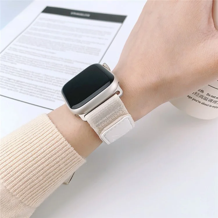 For Apple Watch Series 10 42mm / 9 8 7 41mm / SE (2023) SE (2022) SE 6 5 4 40mm / 3 2 1 38mm Wrist Strap Nylon Watch Band - Starlight