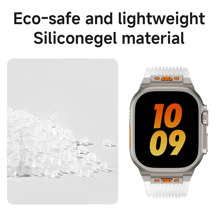 Para Apple Watch 10 46mm / Ultra 2 / Ultra 49mm / 9 8 7 45mm / SE (2023) SE (2022) SE 6 5 4 44mm / 3 2 1 42mm Silicone Strap - Titânio+Transparente