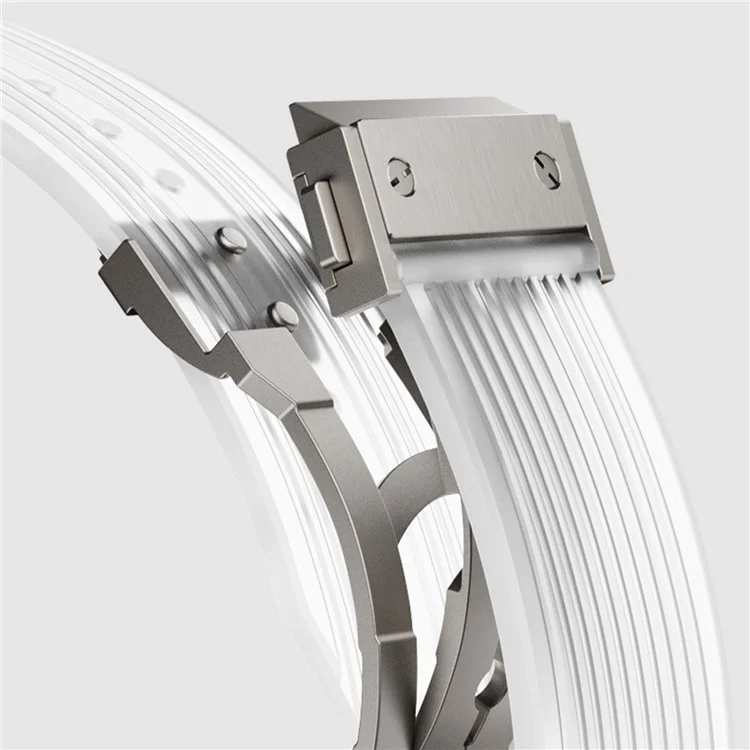 Para Apple Watch 10 46mm / Ultra 2 / Ultra 49mm / 9 8 7 45mm / SE (2023) SE (2022) SE 6 5 4 44mm / 3 2 1 42mm Silicone Strap - Titânio+Transparente