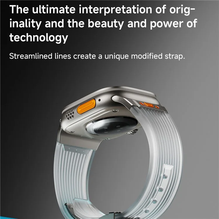 Para Apple Watch 10 46mm / Ultra 2 / Ultra 49mm / 9 8 7 45mm / SE (2023) SE (2022) SE 6 5 4 44mm / 3 2 1 42mm Silicone Strap - Titânio+Transparente