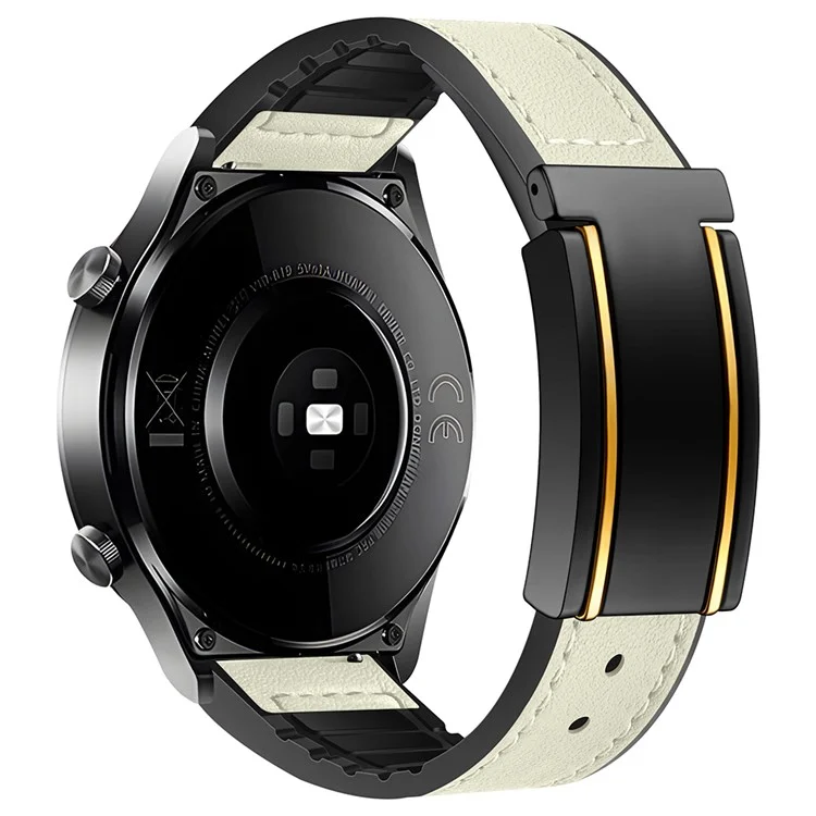 Per Huawei Watch 4 / 4 Pro / GT 4 46mm Cinturino per Orologio 22mm Silicone+Vera Pelle Bovina - Beige