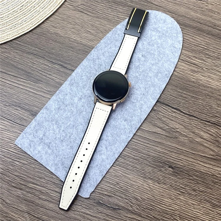 Per Huawei Watch 4 / 4 Pro / GT 4 46mm Cinturino per Orologio 22mm Silicone+Vera Pelle Bovina - Beige