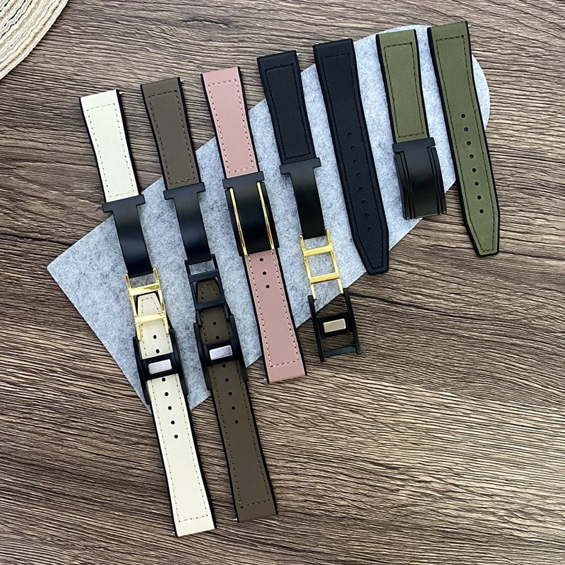 For Huawei Watch 4 / 4 Pro / GT 4 46mm Watch Band 22mm Silicone+Genuine Cow Leather Watch Strap - Green