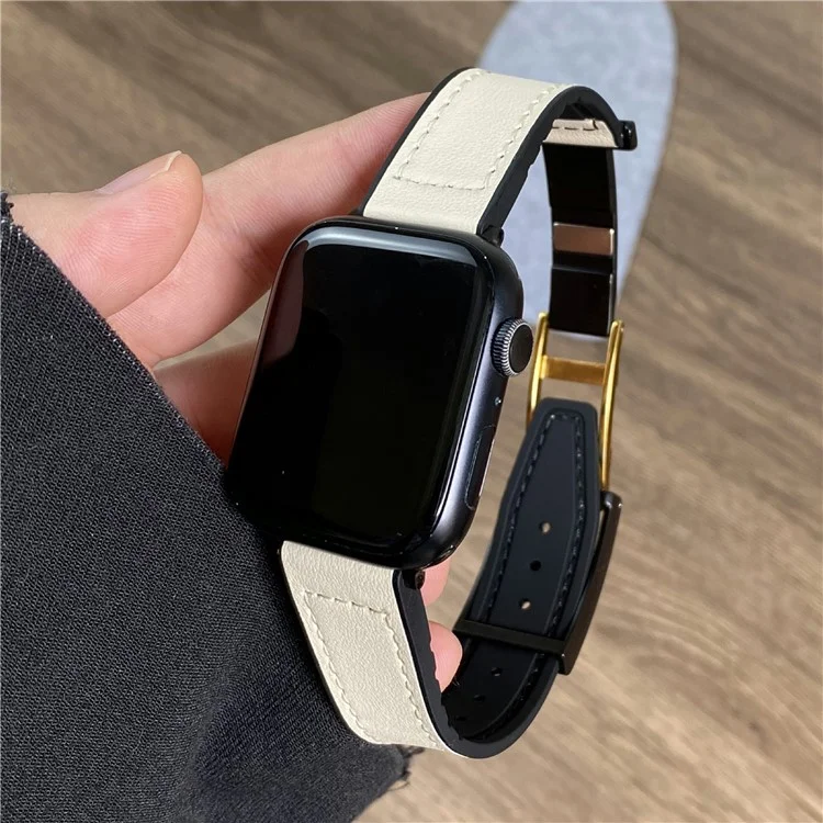 Pour Apple Watch 10 46mm / Ultra 2 / Ultra 49mm / 9 8 7 45mm / SE (2023) SE (2022) SE 6 5 4 44mm / 3 2 1 42mm Watch Band Magnetic Buckle - Beige