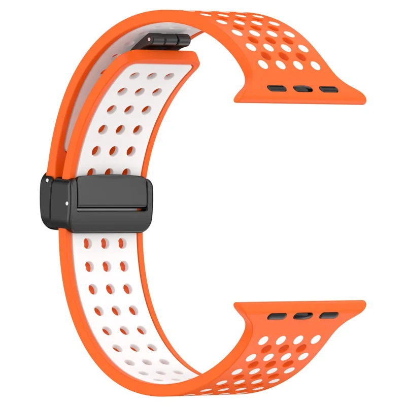 Para Apple Watch 10 46mm / Ultra 2 / Ultra 49mm / 9 8 7 45mm / SE (2023) SE (2022) SE 6 5 4 44mm / 3 2 1 42mm Correa de Reloj de Silicona de Doble Color - Naranja+Blanco
