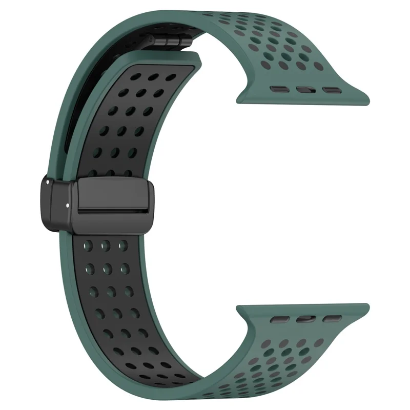 Pour Apple Watch 10 46mm / Ultra 2 / Ultra 49mm / 9 8 7 45mm / SE (2023) SE (2022) SE 6 5 4 44mm / 3 2 1 42mm Bracelet de montre en silicone bicolore - Vert olive+Noir