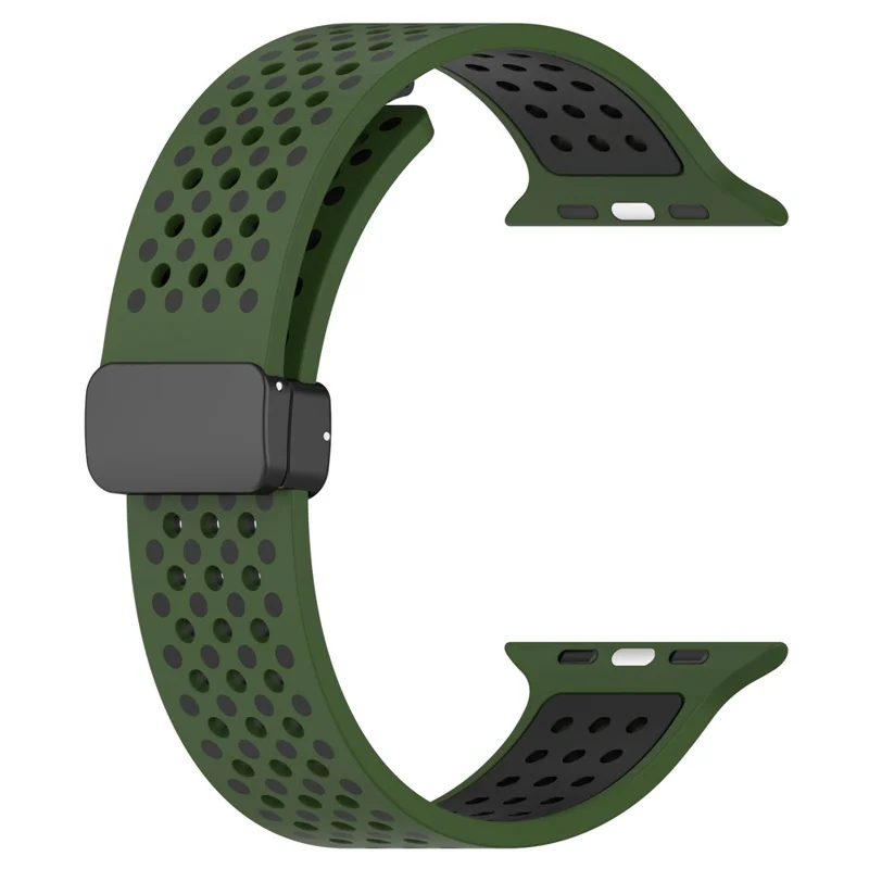 Für Apple Watch 10 46mm / Ultra 2 / Ultra 49mm / 9 8 7 45mm / SE (2023) SE (2022) SE 6 5 4 44mm / 3 2 1 42mm Silikon-Armband, zweifarbig - Army Green+Schwarz