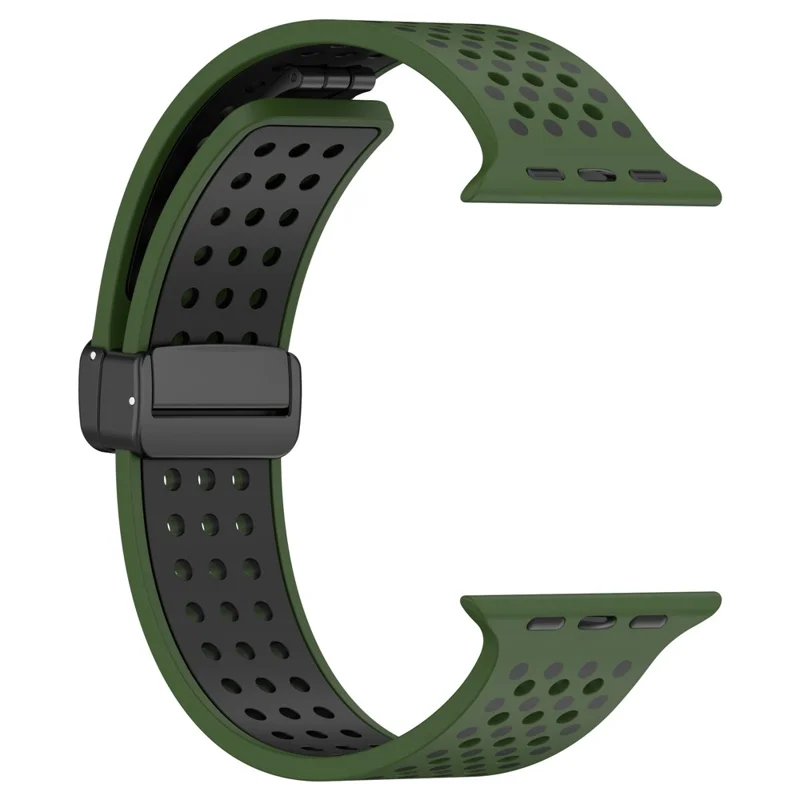 Für Apple Watch 10 46mm / Ultra 2 / Ultra 49mm / 9 8 7 45mm / SE (2023) SE (2022) SE 6 5 4 44mm / 3 2 1 42mm Silikon-Armband, zweifarbig - Army Green+Schwarz