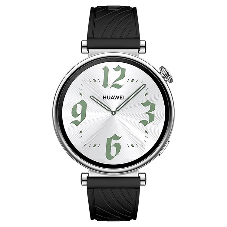 Для Huawei Watch GT 4 41 мм / Xiaomi Mi Watch Силиконовый ремешок 18 мм Текстурированный ремешок для часов - Черный+Серебряная пряжка