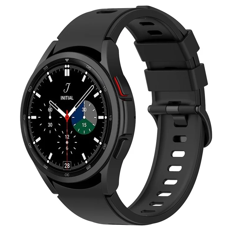 Pour Samsung Galaxy Watch FE 40mm / Watch4 / Watch 5 / Watch 5 Pro / Watch6 Bandes de remplacement Boucle noire Bracelet en silicone - Noir