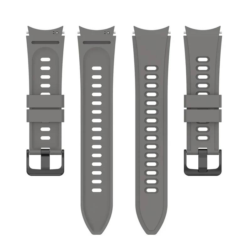 For Samsung Galaxy Watch FE 40mm / Watch4 / Watch 5 / Watch 5 Pro / Watch6 Replacement Bands Black Buckle Silicone Strap - Grey