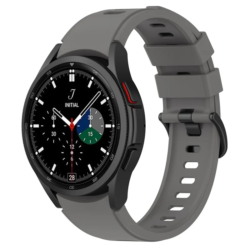 For Samsung Galaxy Watch FE 40mm / Watch4 / Watch 5 / Watch 5 Pro / Watch6 Replacement Bands Black Buckle Silicone Strap - Grey