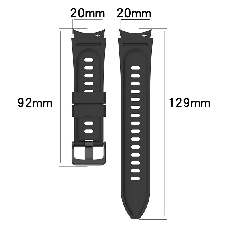 For Samsung Galaxy Watch FE 40mm / Watch4 / Watch 5 / Watch 5 Pro / Watch6 Replacement Bands Black Buckle Silicone Strap - Grey