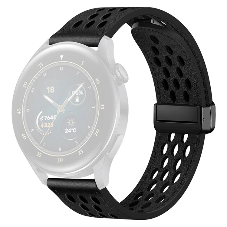 Для Huawei Watch GT 3 42 мм / GT 3 Pro 20 мм кожаный ремешок с дырками - черный