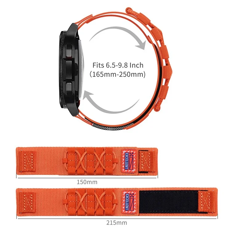 For Huawei Watch GT 3 42mm / GT 3 Pro 43mm Watch Band 20mm Loop Fastener Nylon Wrist Strap - Orange
